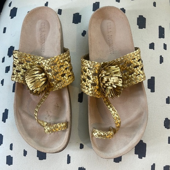 Ulla Johnson size 38 never worn gold sandals - Picture 1 of 2